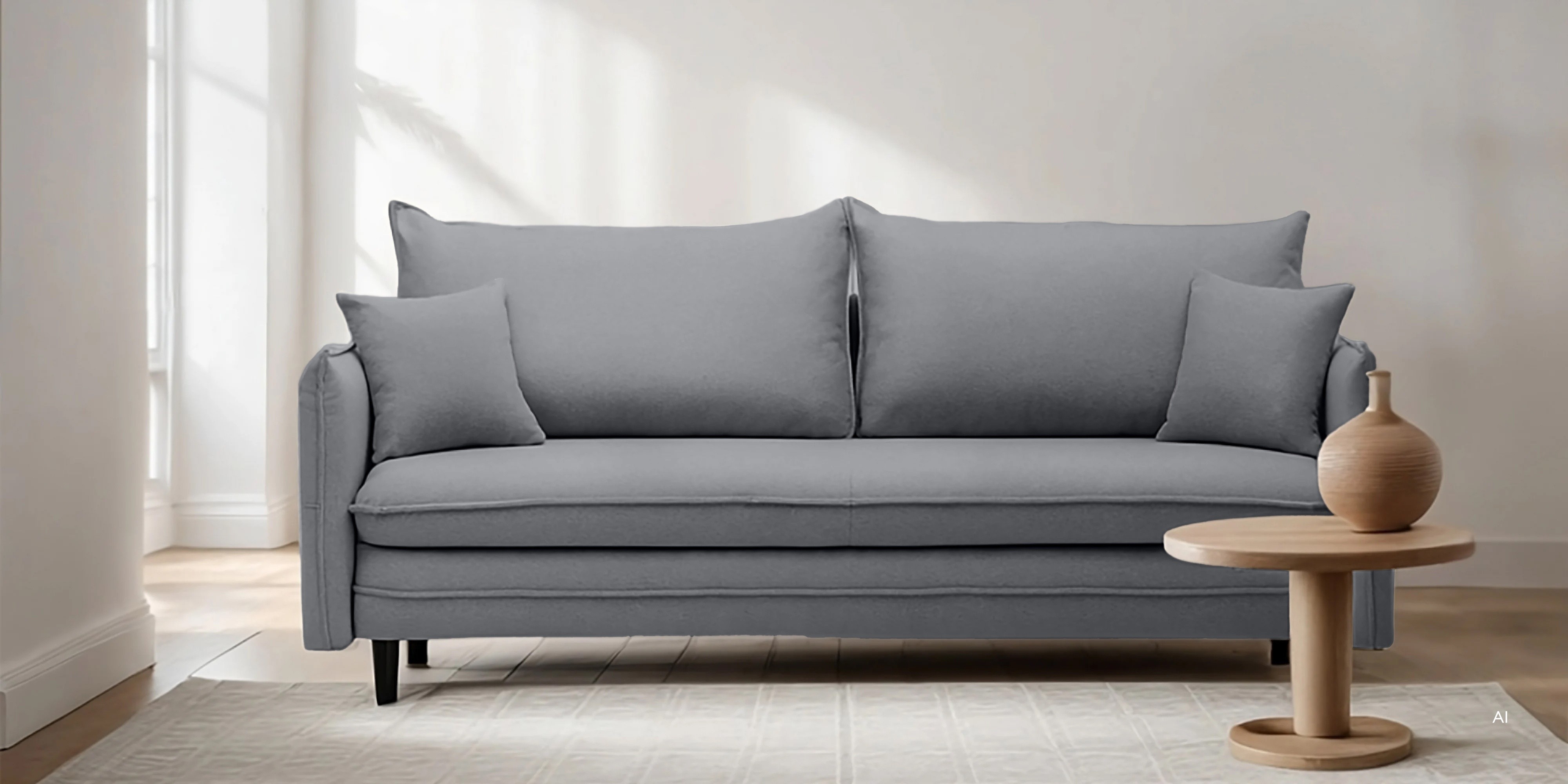 Sofa z funkcją spania i pojemnikiem Notti, ciemnoszara