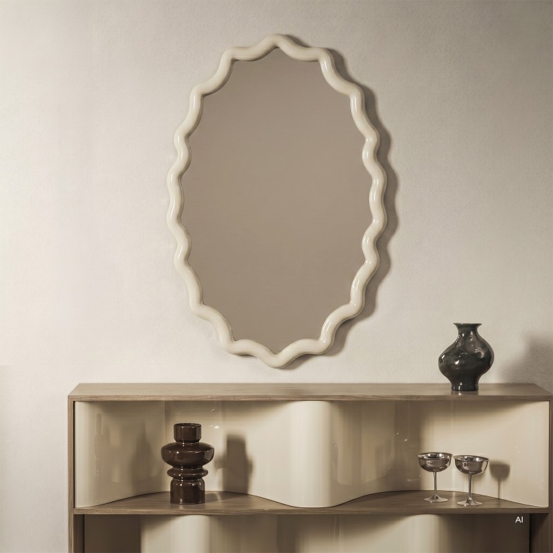 Lustro wiszące Lumi, 120x80 cm, mleczny biały, glossy