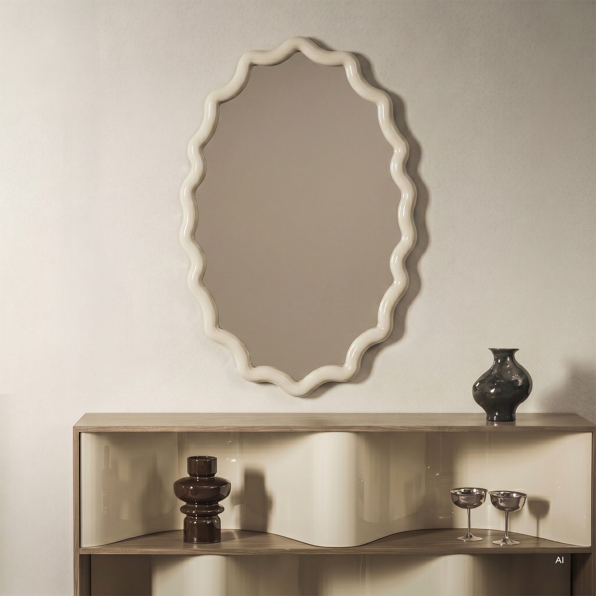 Lustro wiszące Lumi, 120x80 cm, mleczny biały, glossy