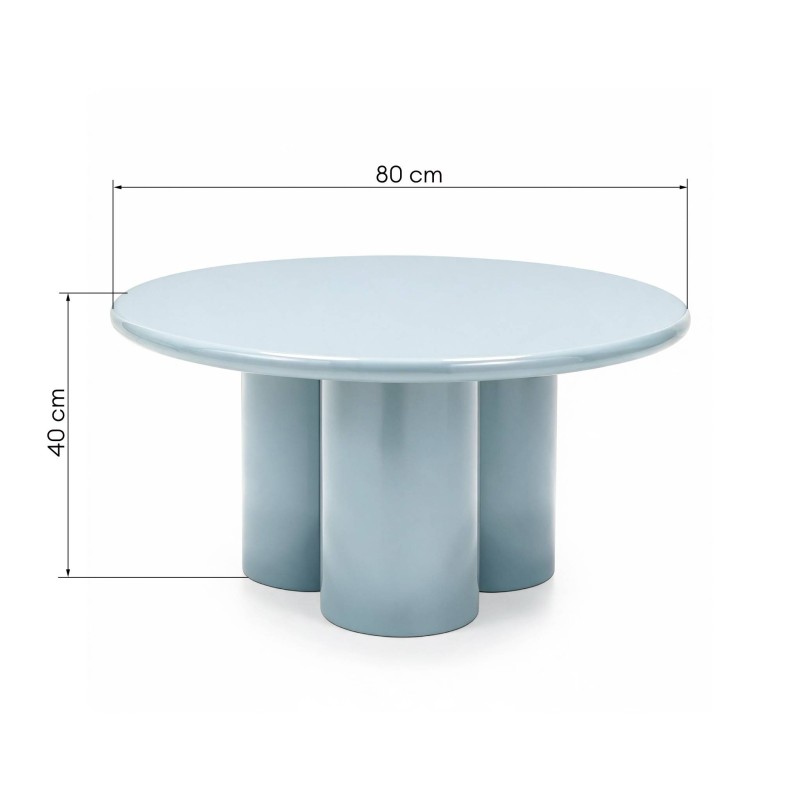 Stolik kawowy Everett 80 cm, błękitny/szary, glossy