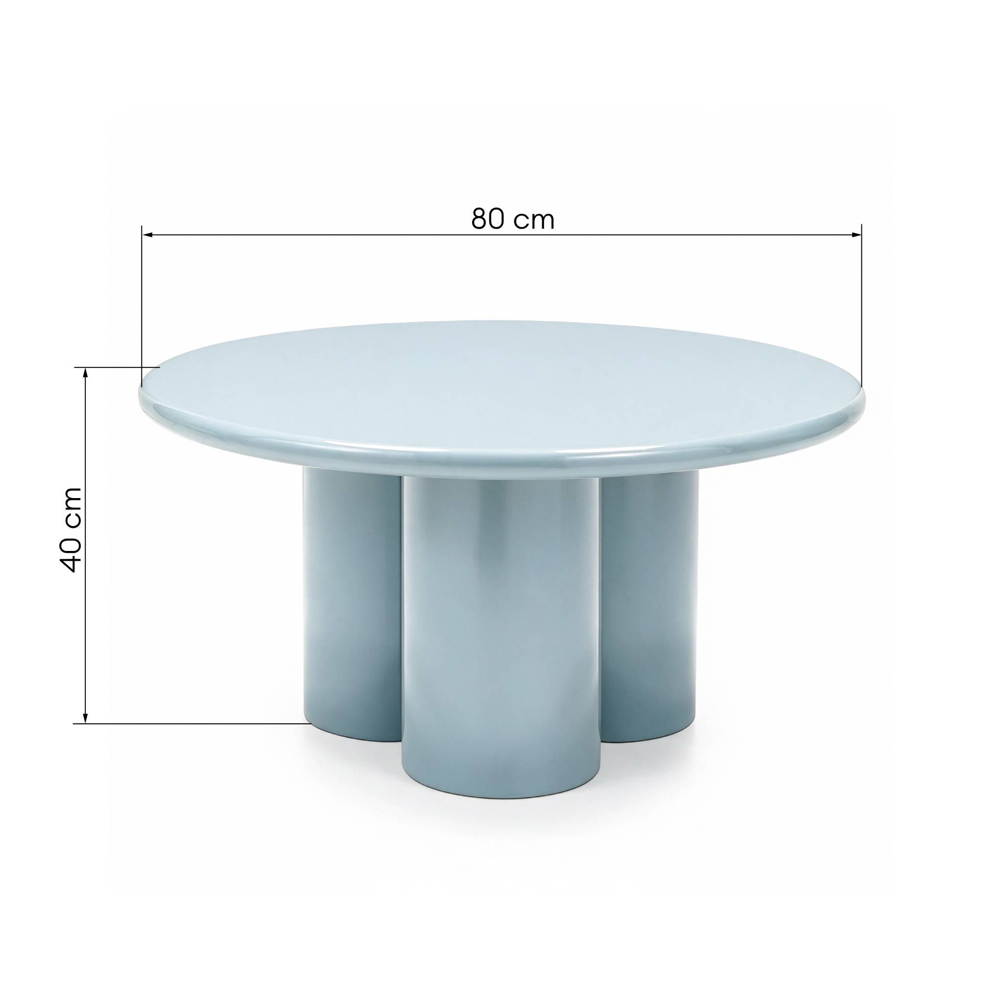 Stolik kawowy Everett 80 cm, błękitny/szary, glossy