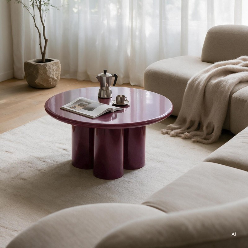 Stolik kawowy Everett 80 cm,  burgund, glossy