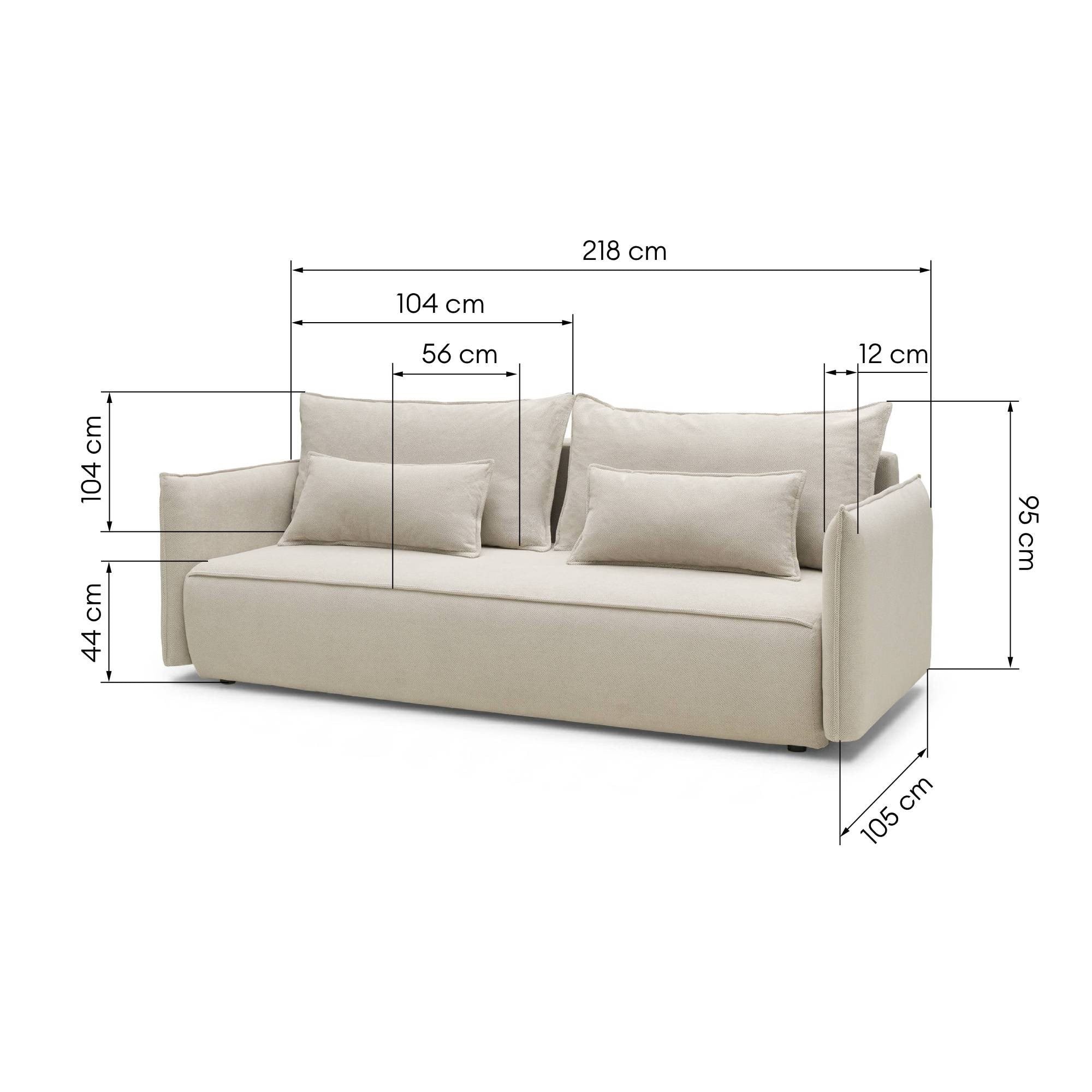 OU-2957 Sofa rozkładana Sofino z pojemnikiem, jasnobeżowa