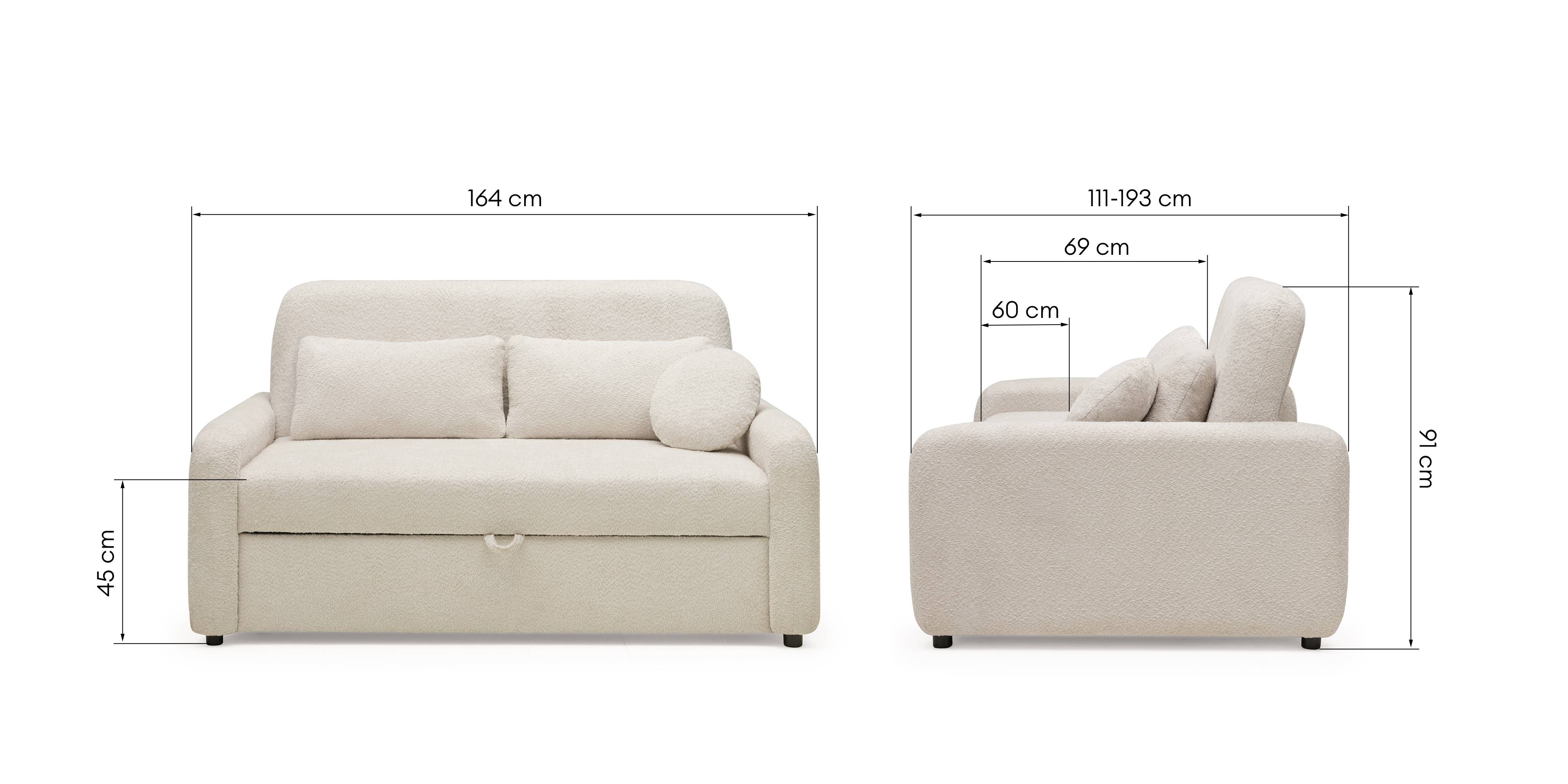 Sofa z funkcją spania Luno Maxi jasnobeżowa boucle