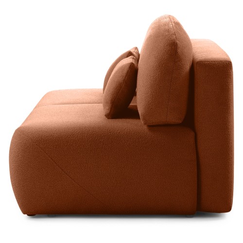 Sofa z funkcją spania i pojemnikiem Liva, miedziana, boucle