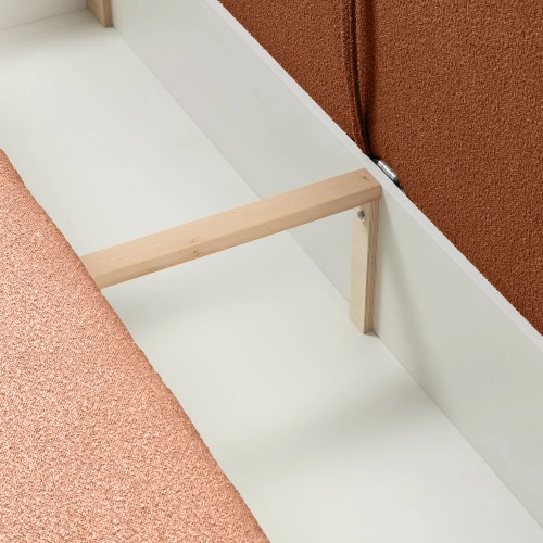 Sofa z funkcją spania i pojemnikiem Liva, miedziana, boucle