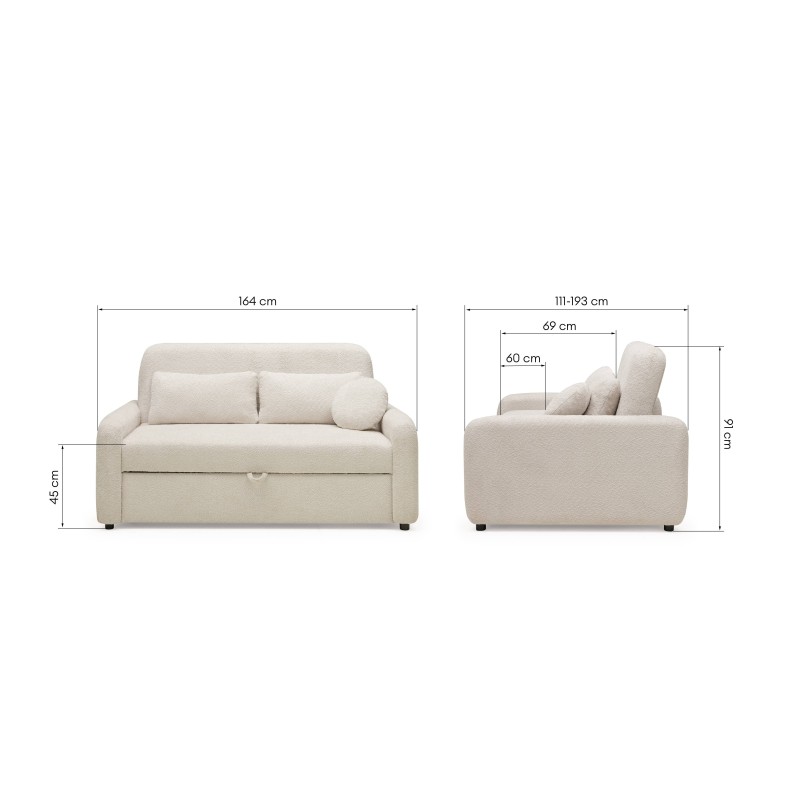OU-2982 Sofa z funkcją spania Luno Maxi jasnobeżowa boucle