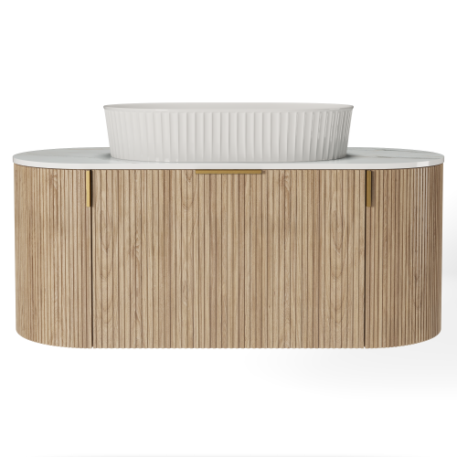Szafka z blatem i umywalką La simplicite 100 cm Glit White/dąb