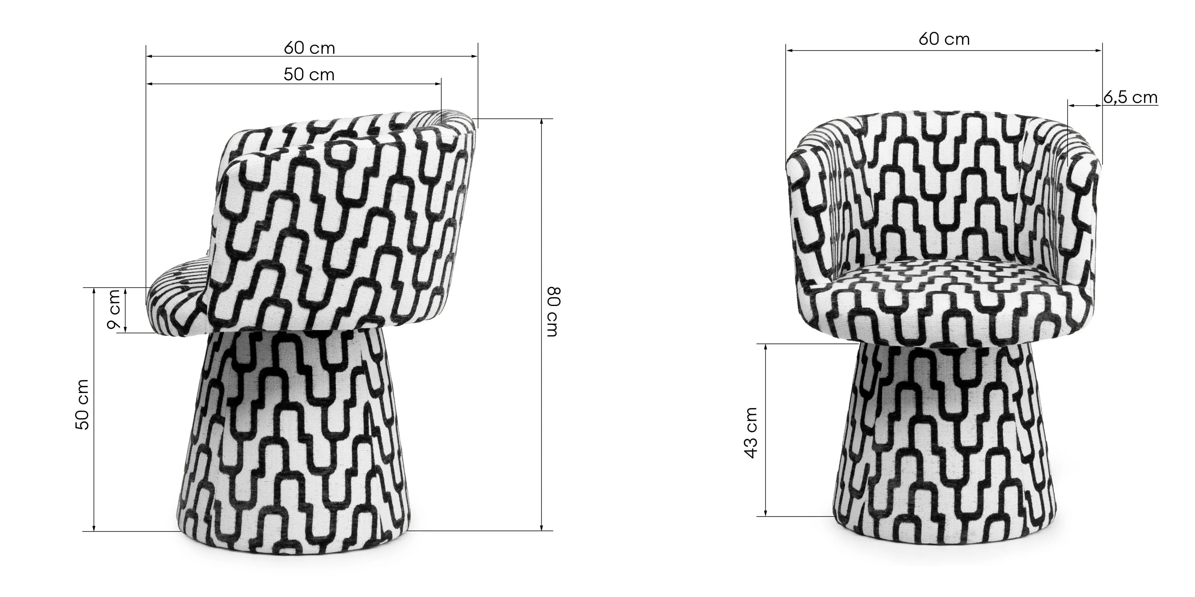 Obrotowy fotel Yato, biało-czarny, geometryczny wzór