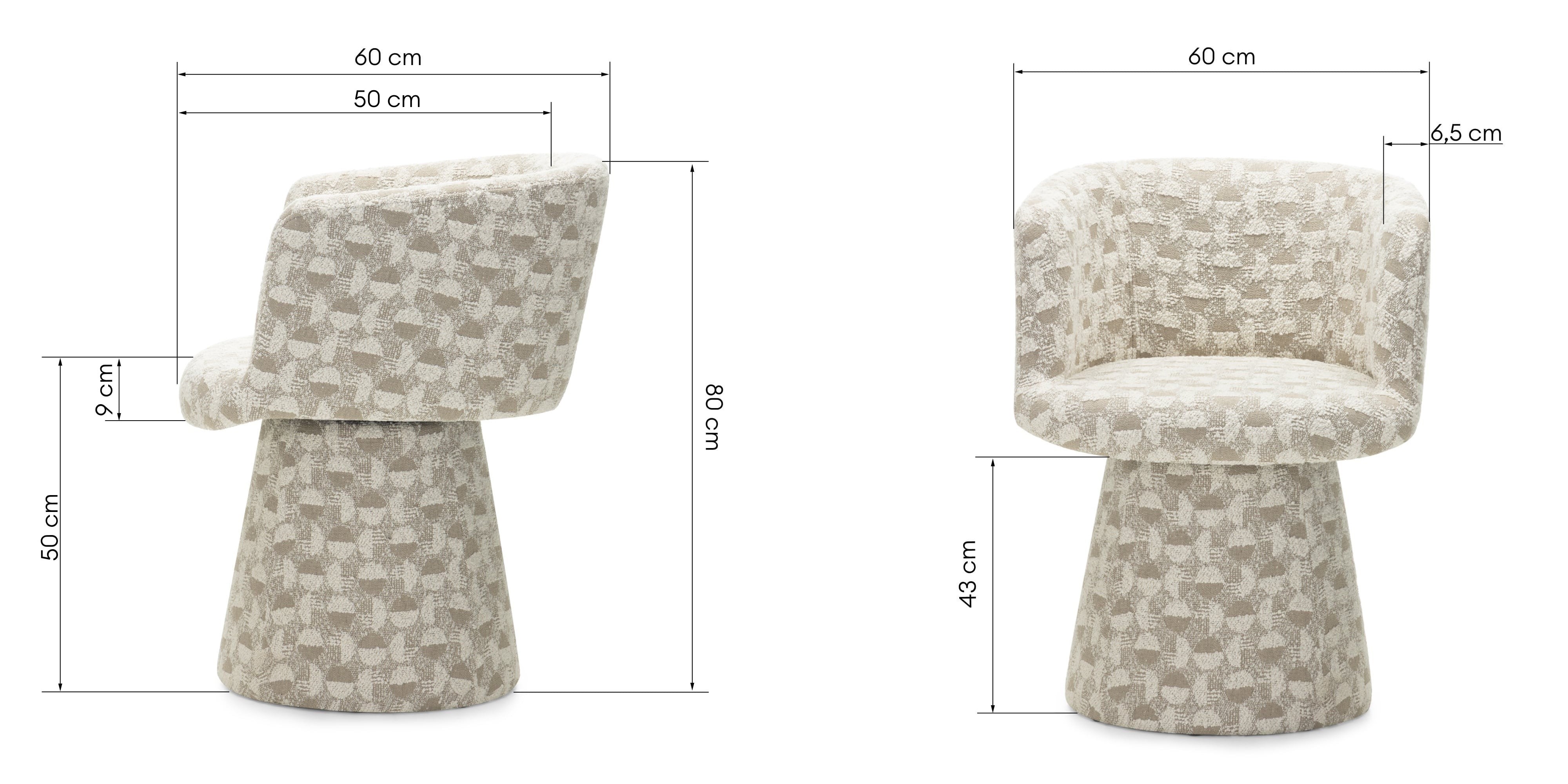 Obrotowy fotel Yato, boucle, beżowy, geometryczny wzór