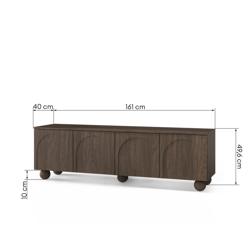 Szafka RTV Helene 161 cm Orzech Villa, nóżki kulki