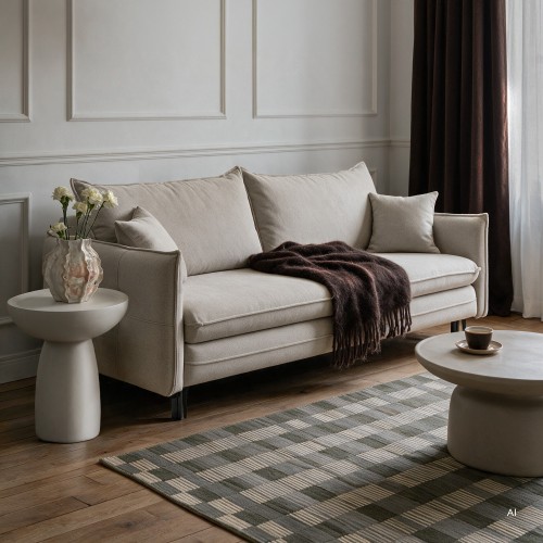 Sofa z funkcją spania i pojemnikiem Notti, beżowoszara