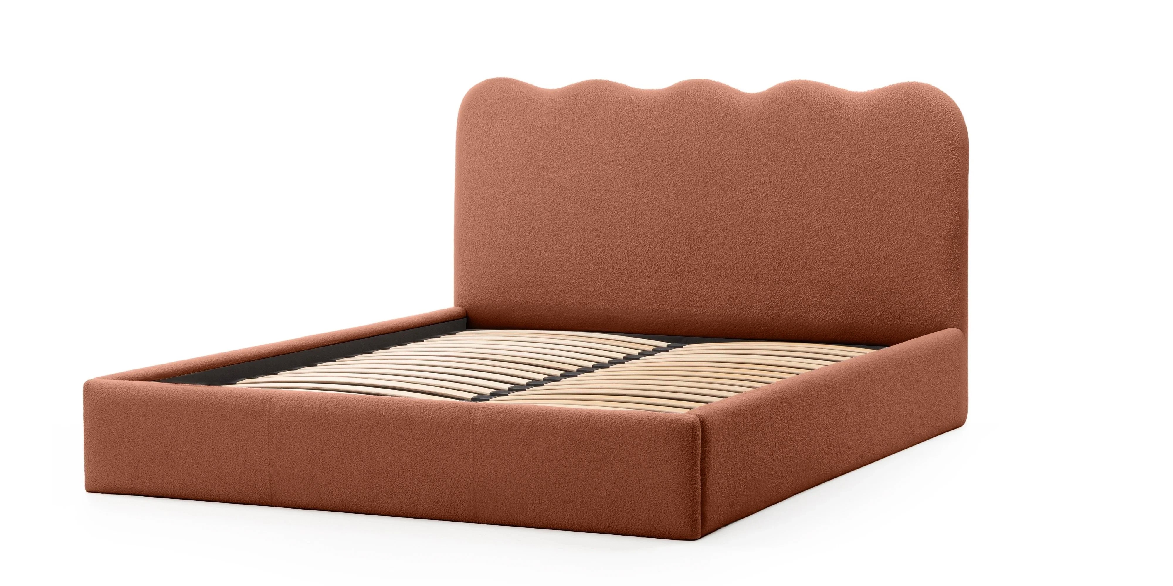 Łóżko Onda 180x200 z pojemnikiem, miedziane boucle, falowane