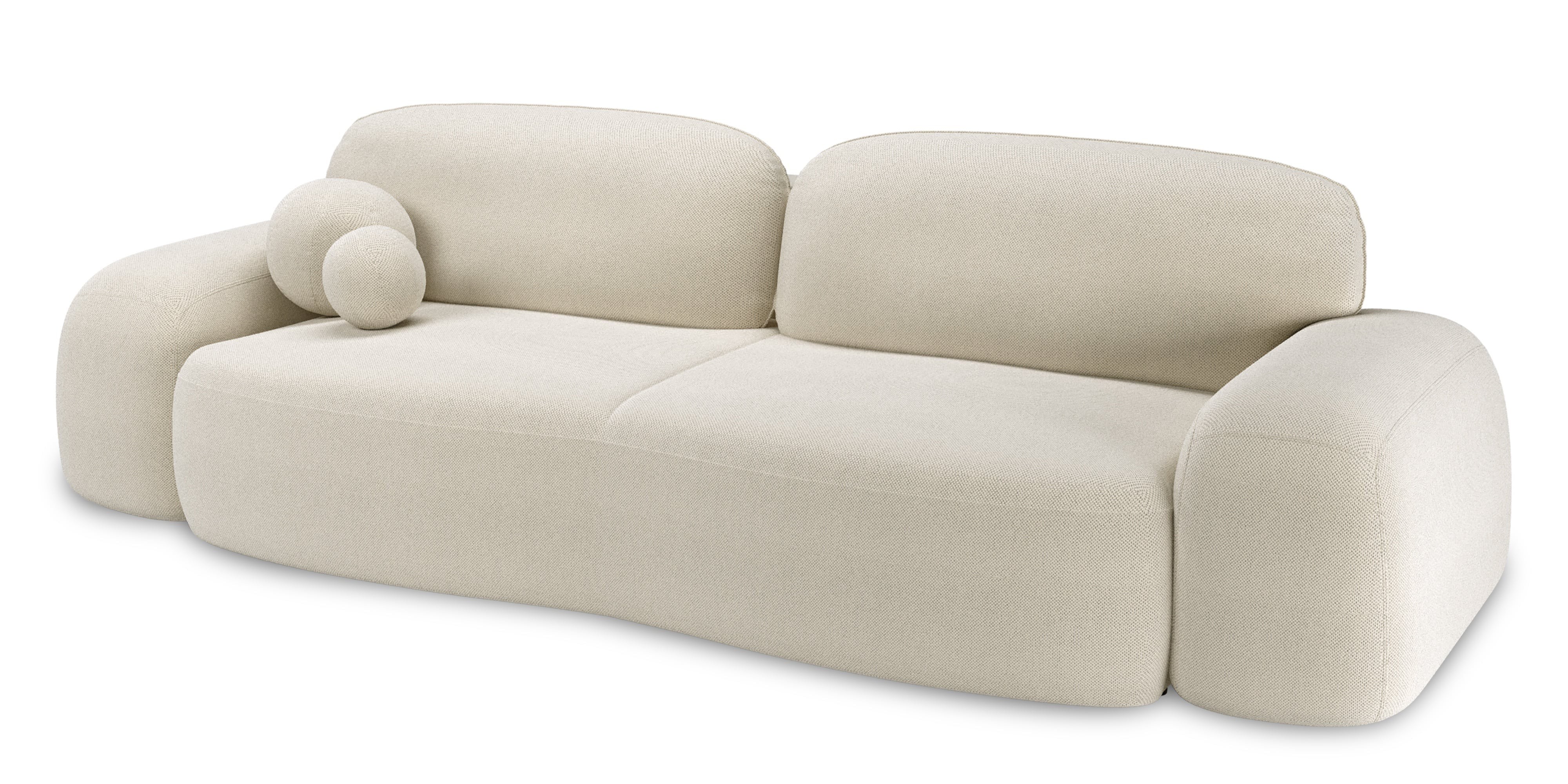 OU-3046 Sofa Linea jasnobeżowa z pojemnikiem, obła