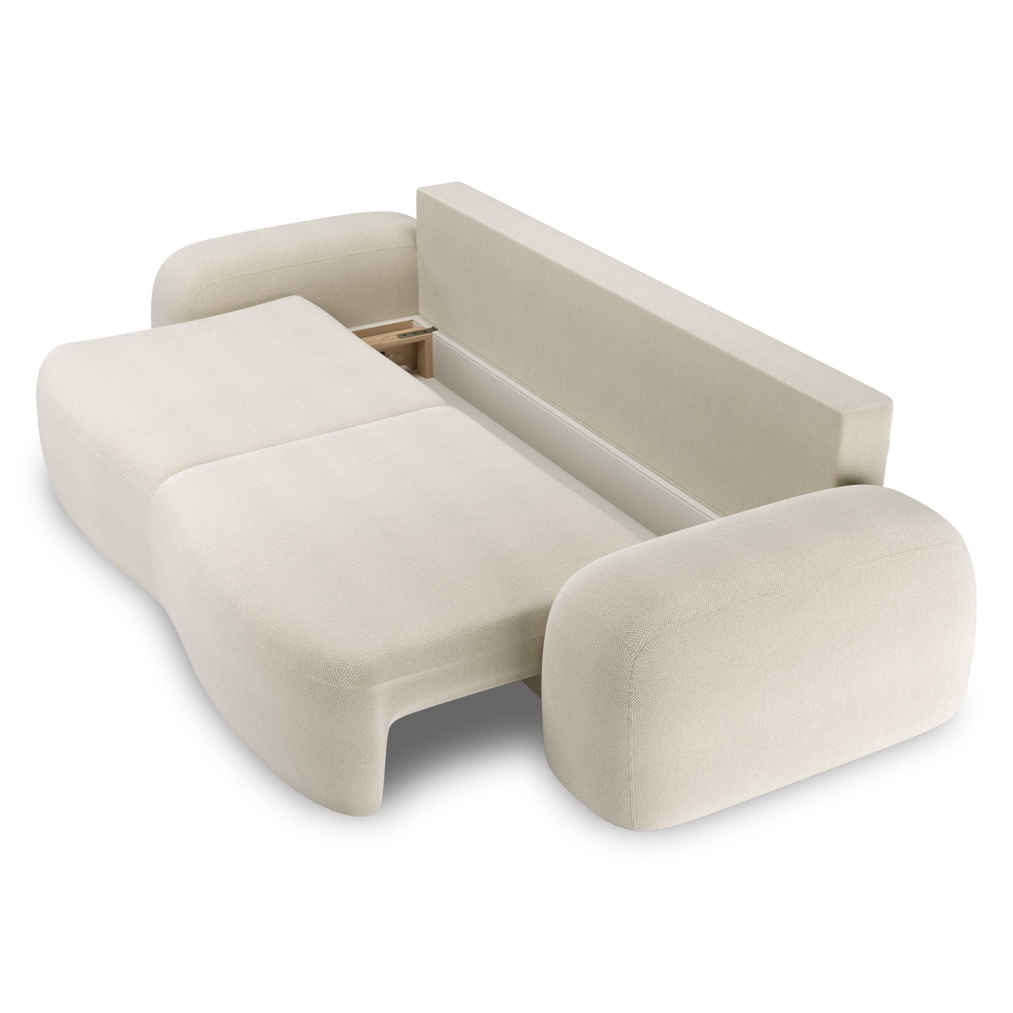 OU-3046 Sofa Linea jasnobeżowa z pojemnikiem, obła