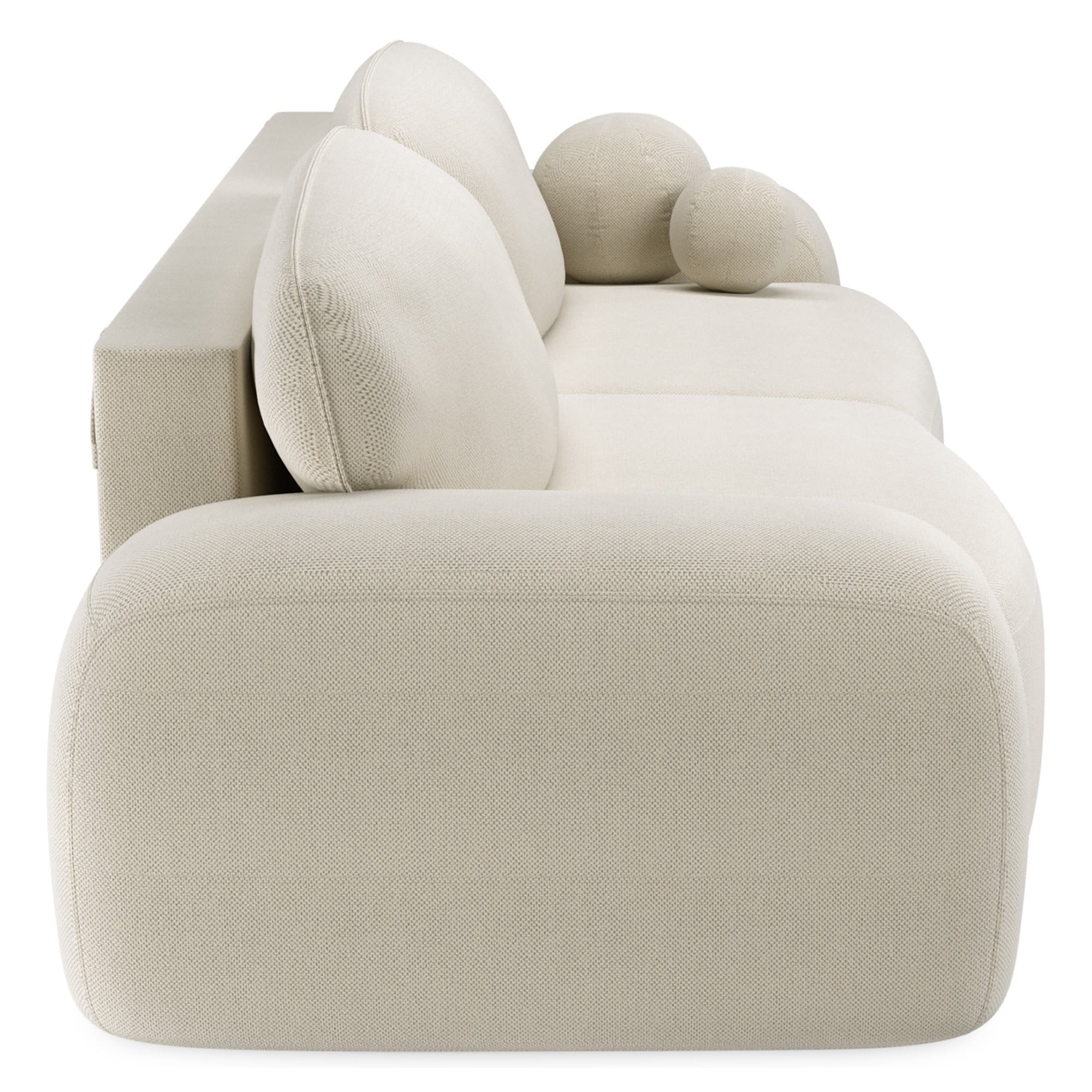 OU-3046 Sofa Linea jasnobeżowa z pojemnikiem, obła