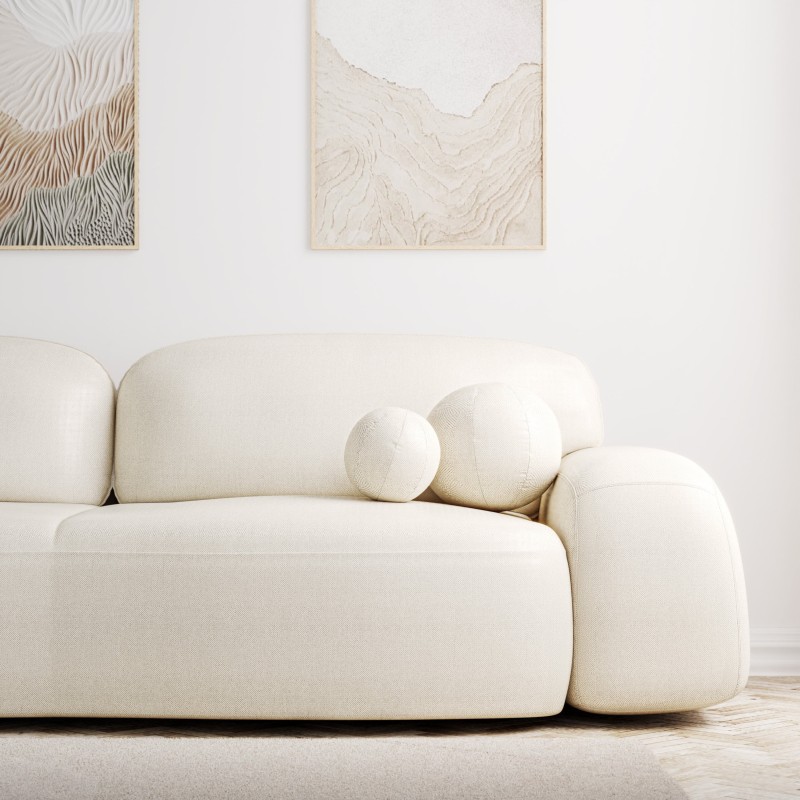 OU-3046 Sofa Linea jasnobeżowa z pojemnikiem, obła