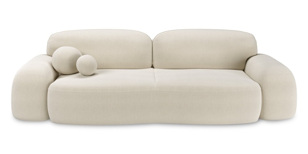 OU-3046 Sofa Linea jasnobeżowa z pojemnikiem, obła