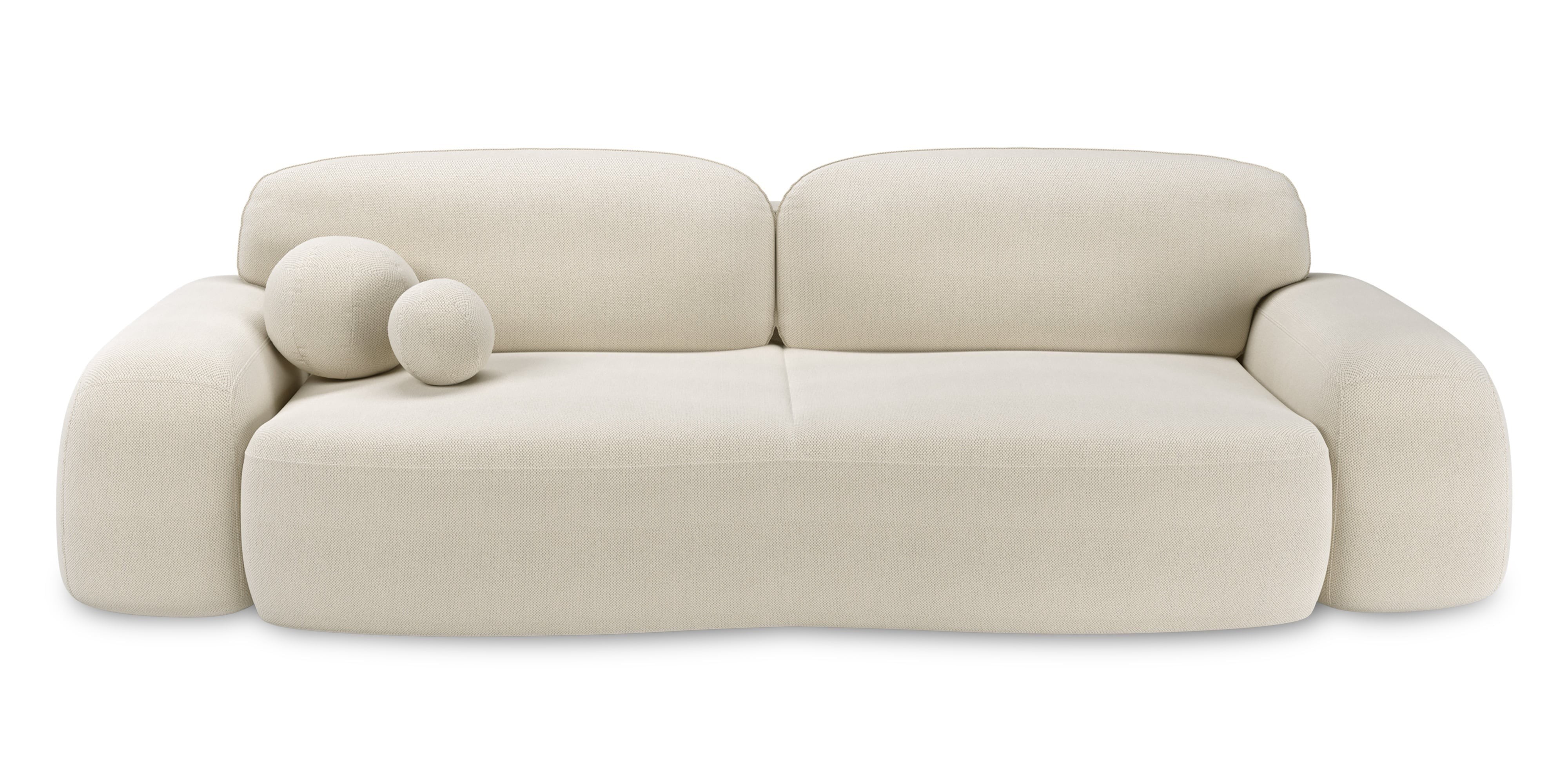 OU-3046 Sofa Linea jasnobeżowa z pojemnikiem, obła