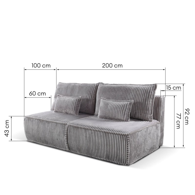 OU-3035 Sofa rozkładana Sofuto z pojemnikiem, ciemnoszara, sztruks