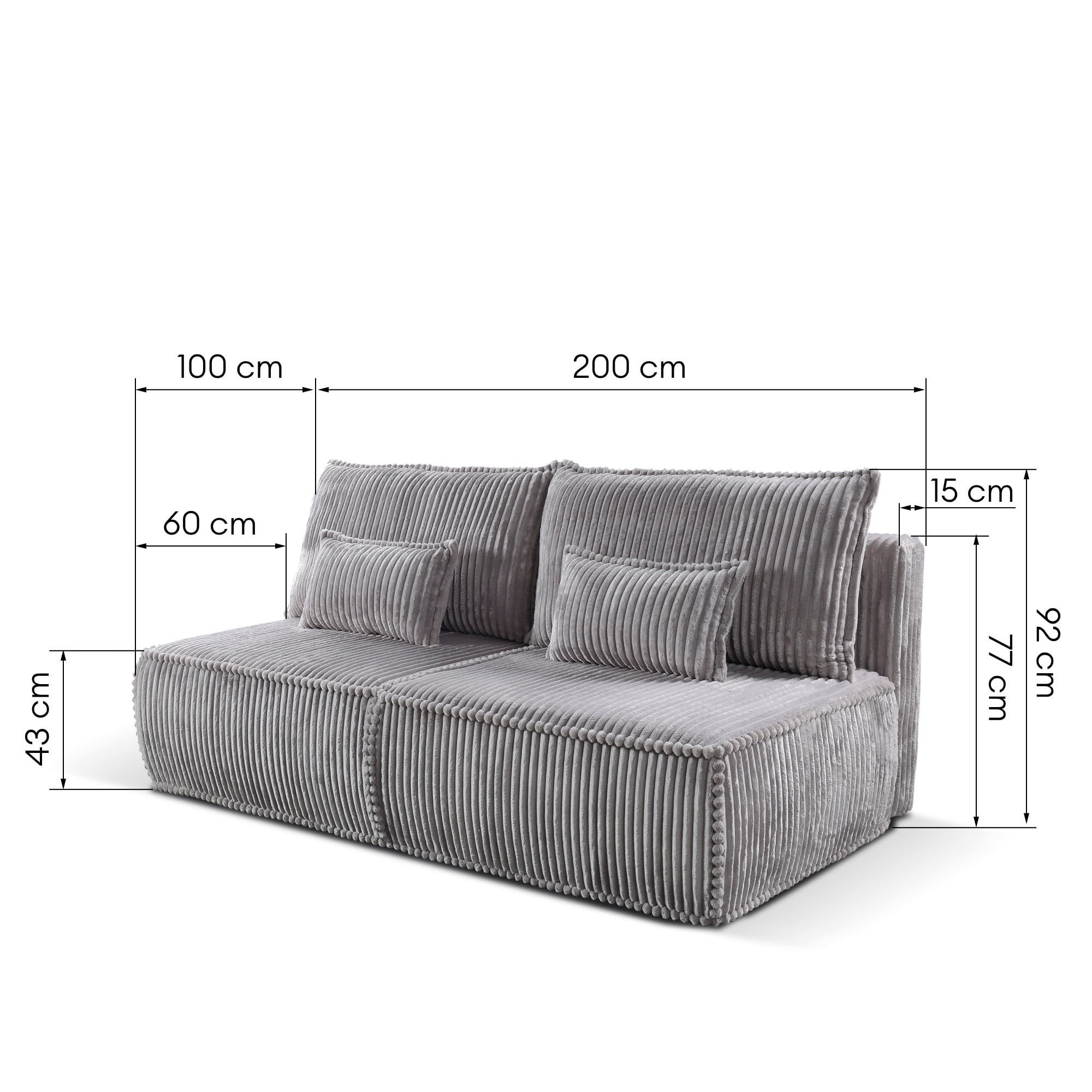 OU-3035 Sofa rozkładana Sofuto z pojemnikiem, ciemnoszara, sztruks