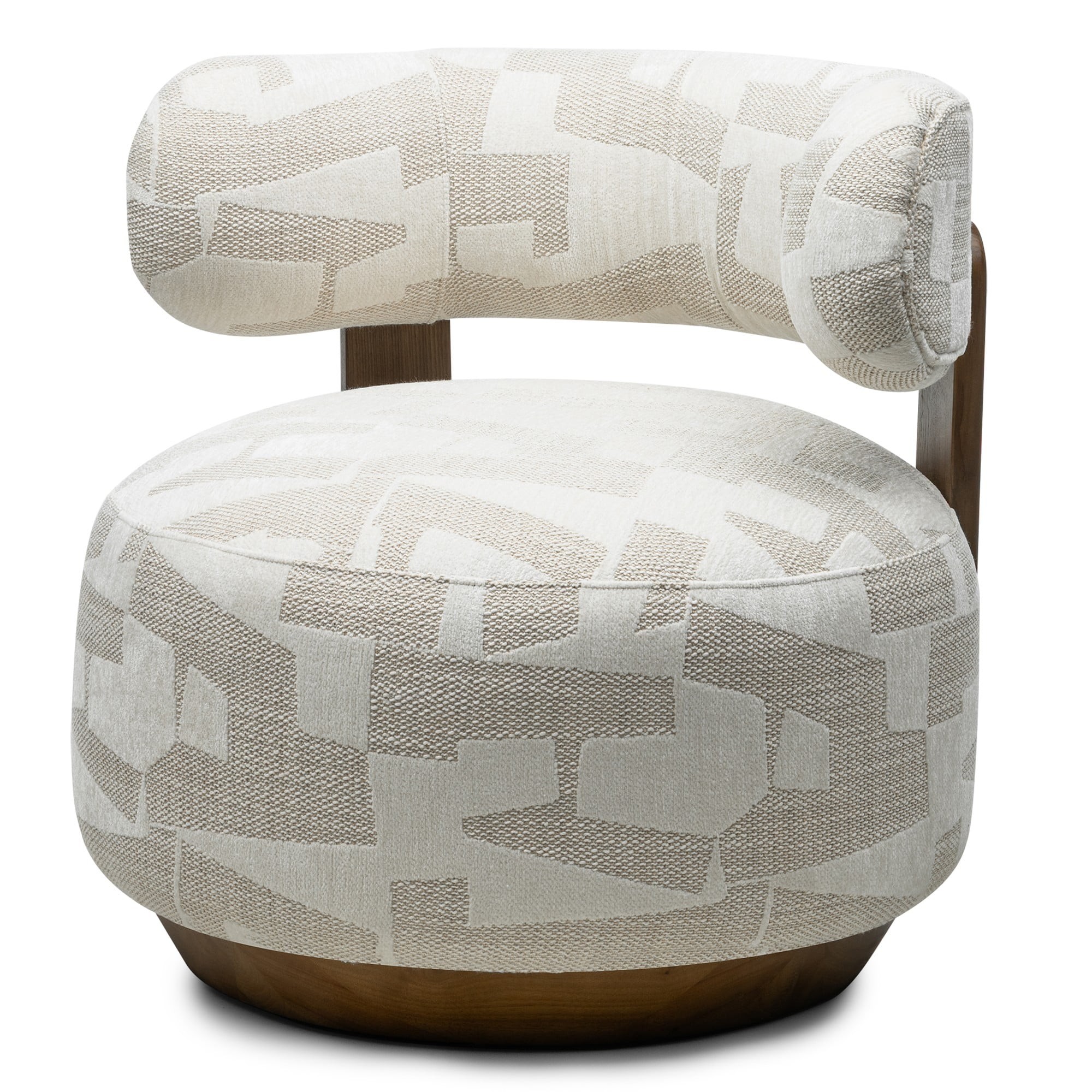 OU-3017 Fotel wypoczynkowy Dolce, obłe kształty, beżowy/kremowy, orzech