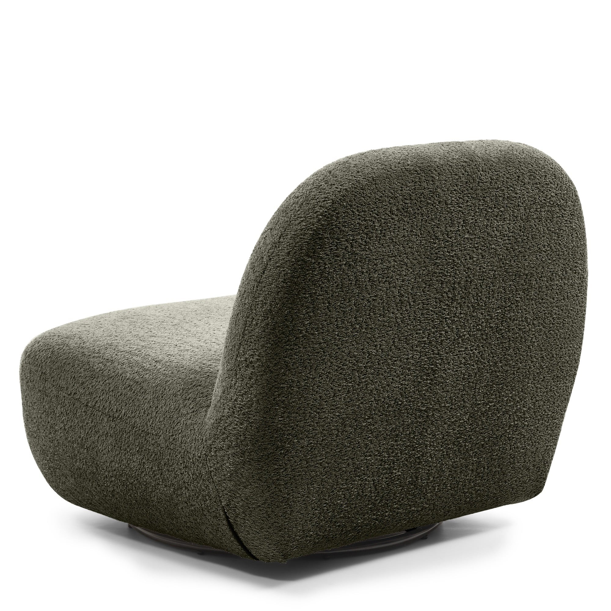 OU-3034 Fotel obrotowy Bonita oliwkowozielony, boucle, obłe kształty