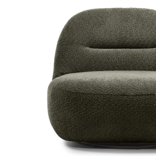 OU-3034 Fotel obrotowy Bonita oliwkowozielony, boucle, obłe kształty