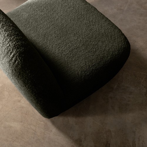 OU-3034 Fotel obrotowy Bonita oliwkowozielony, boucle, obłe kształty