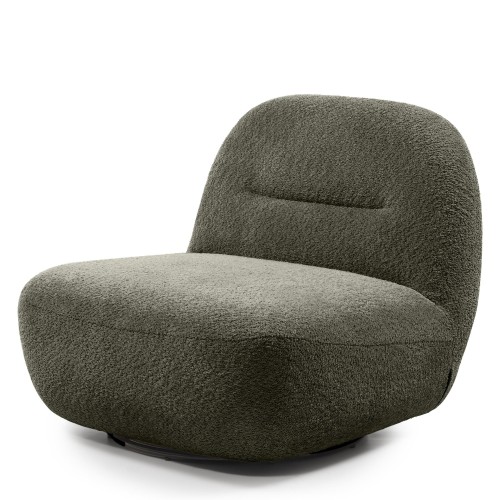 OU-3034 Fotel obrotowy Bonita oliwkowozielony, boucle, obłe kształty