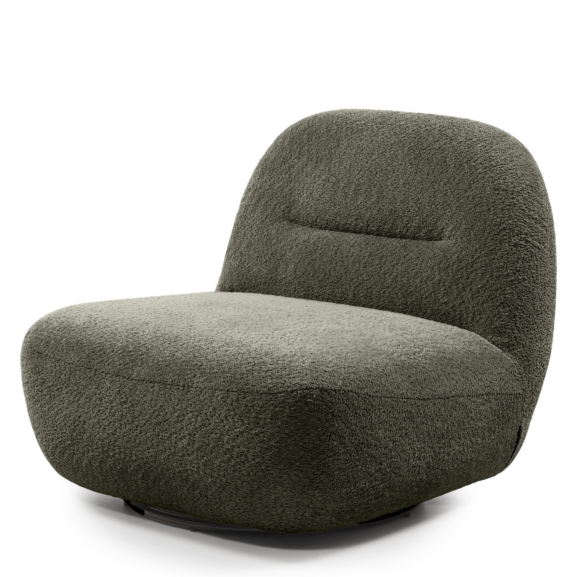 OU-3034 Fotel obrotowy Bonita oliwkowozielony, boucle, obłe kształty