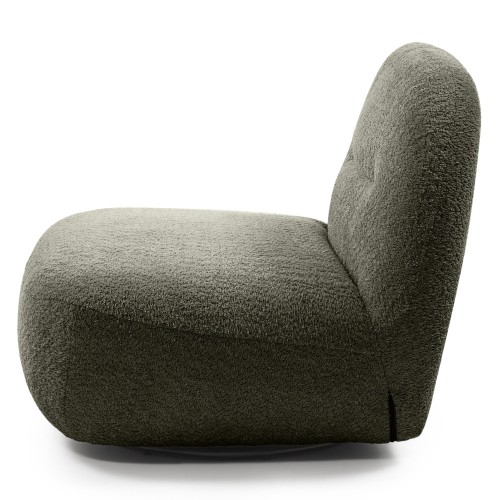 OU-3034 Fotel obrotowy Bonita oliwkowozielony, boucle, obłe kształty