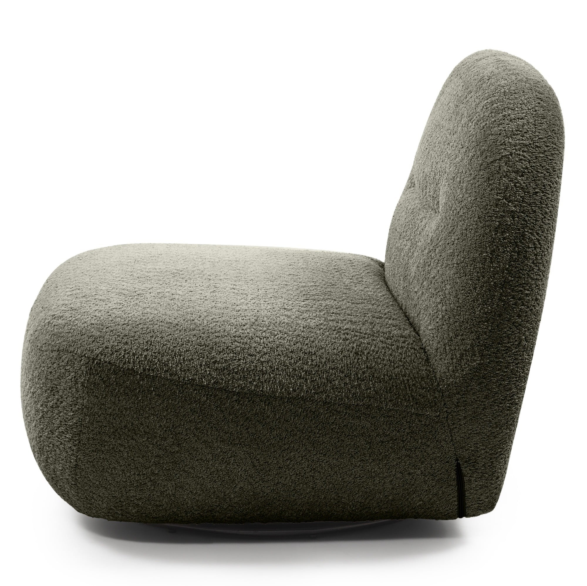 OU-3034 Fotel obrotowy Bonita oliwkowozielony, boucle, obłe kształty