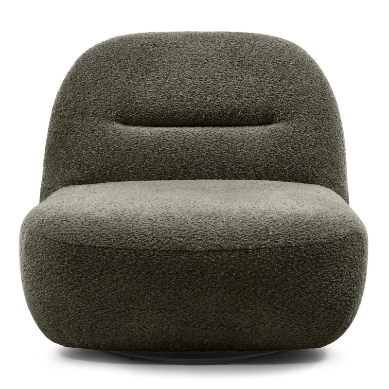 OU-3034 Fotel obrotowy Bonita oliwkowozielony, boucle, obłe kształty