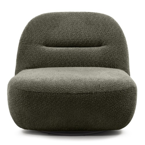 OU-3034 Fotel obrotowy Bonita oliwkowozielony, boucle, obłe kształty