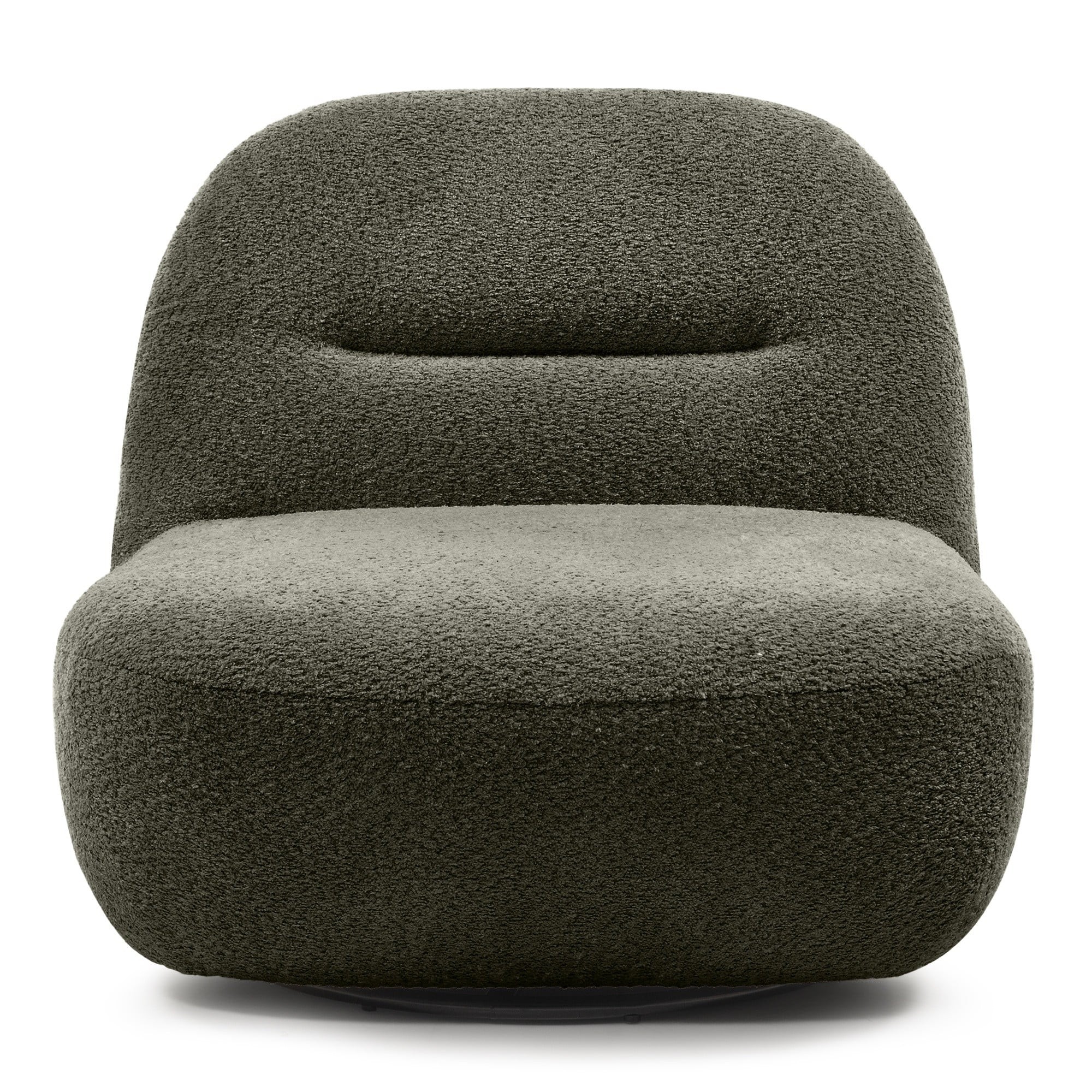 OU-3034 Fotel obrotowy Bonita oliwkowozielony, boucle, obłe kształty