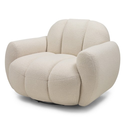 OU-3021 Fotel obrotowy Solla, jasnobeżowy, boucle, obłe kształty