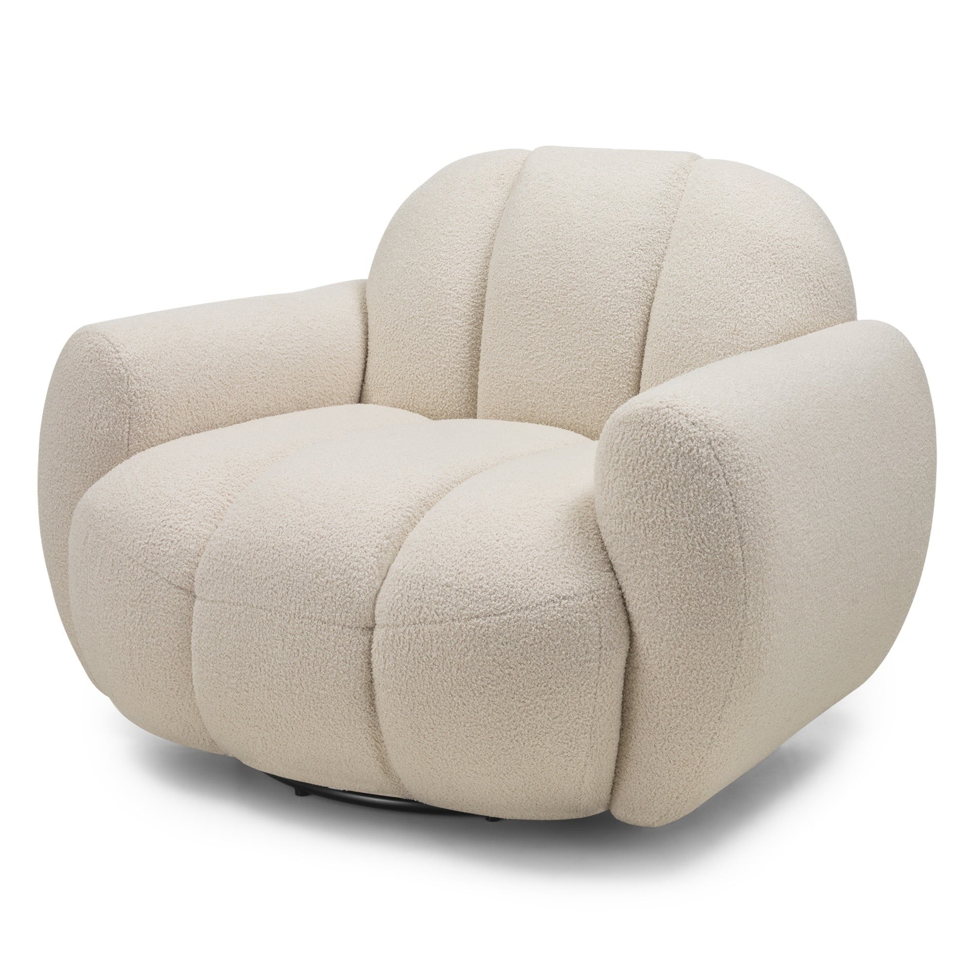 OU-3021 Fotel obrotowy Solla, jasnobeżowy, boucle, obłe kształty