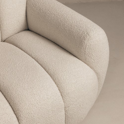 OU-3021 Fotel obrotowy Solla, jasnobeżowy, boucle, obłe kształty