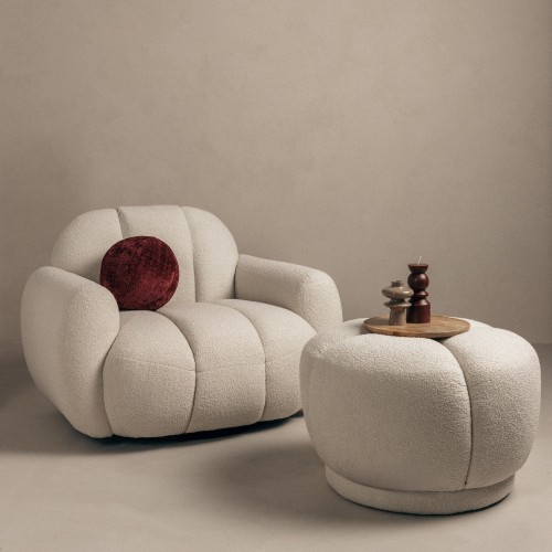 OU-3021 Fotel obrotowy Solla, jasnobeżowy, boucle, obłe kształty