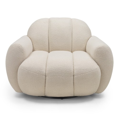 OU-3021 Fotel obrotowy Solla, jasnobeżowy, boucle, obłe kształty