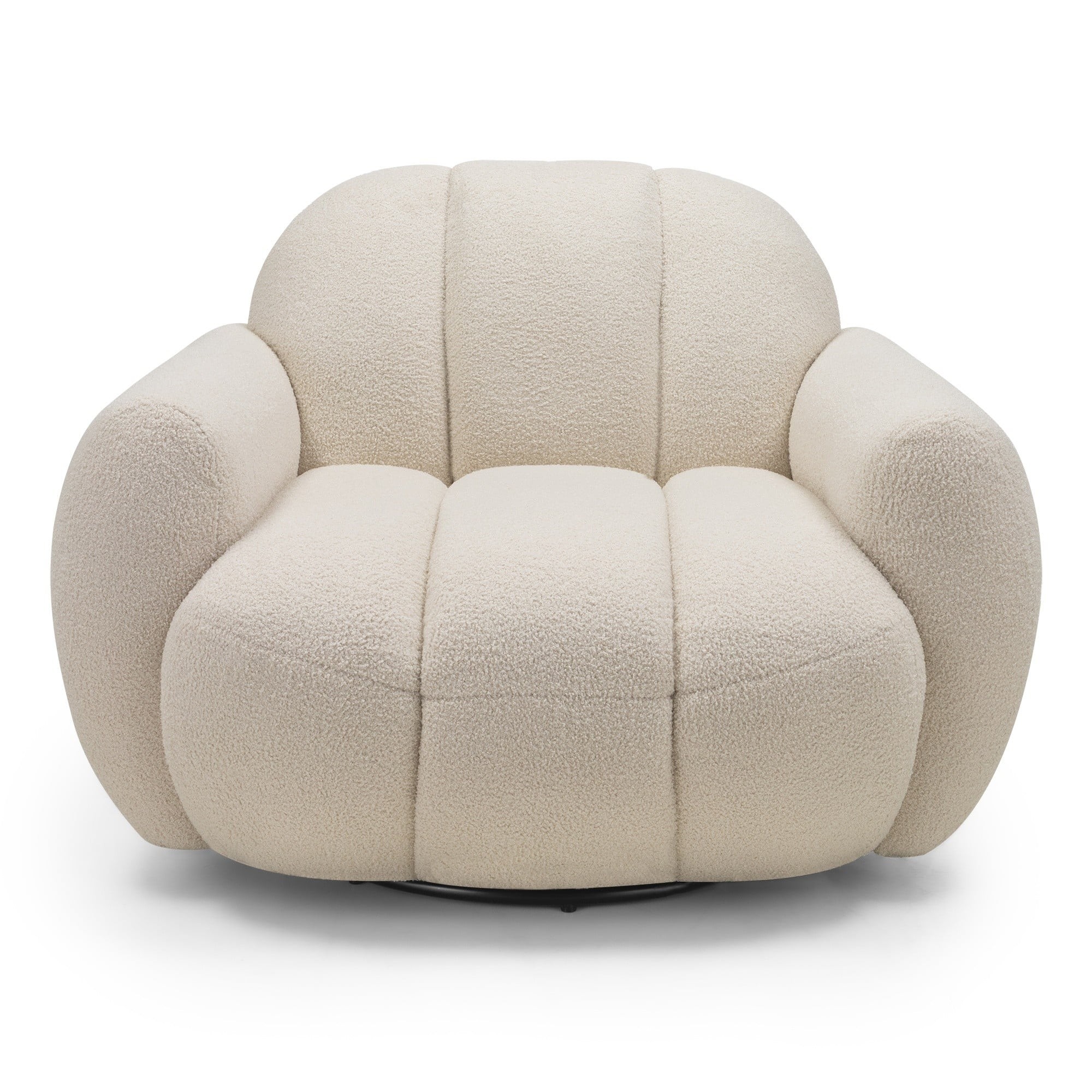 OU-3021 Fotel obrotowy Solla, jasnobeżowy, boucle, obłe kształty