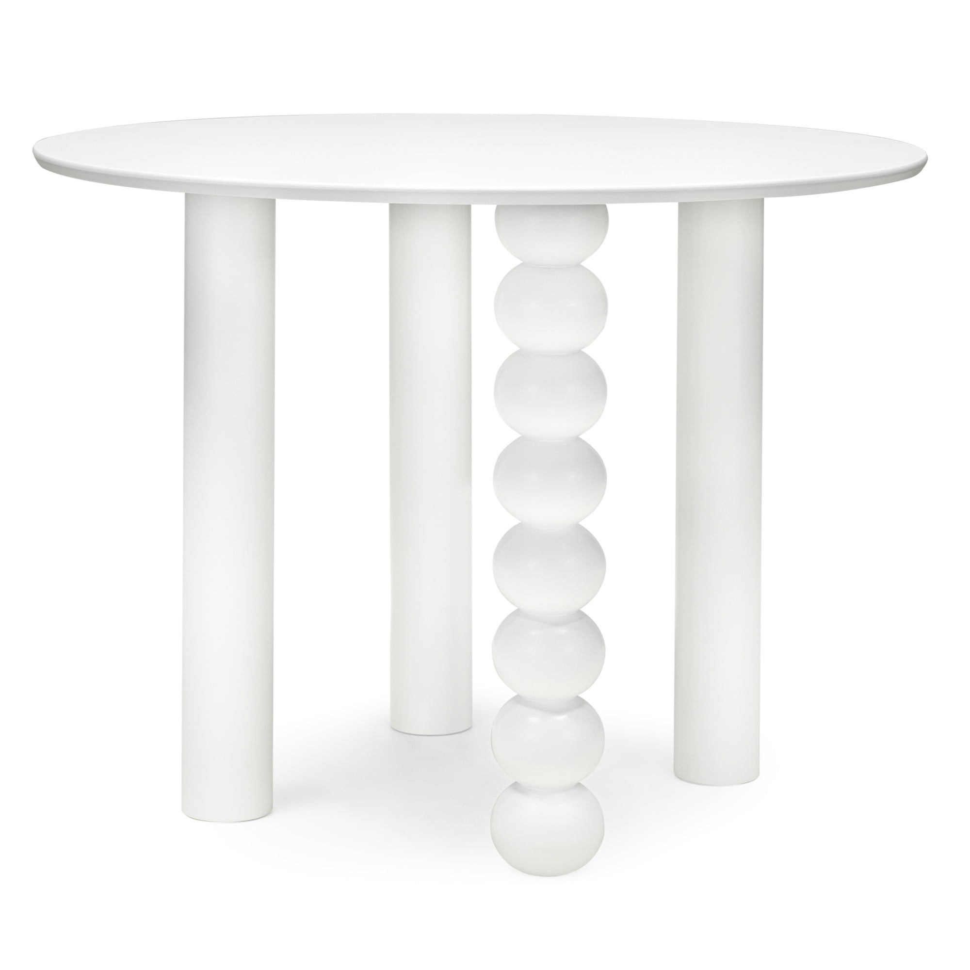 OU-3073 Stół Bolla 100 cm, fornir bukowy, biały, dekoracyjna noga