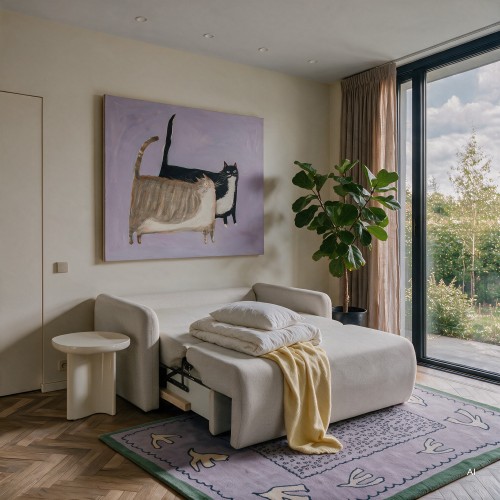 Sofa rozkładana z pojemnikiem Diosa Maxi, jasnobeżowa