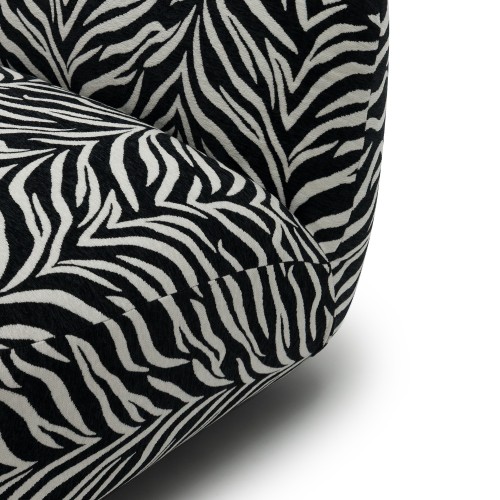 Fotel obrotowy Mikado czarno-biały żakard zebra, zaokrąglony