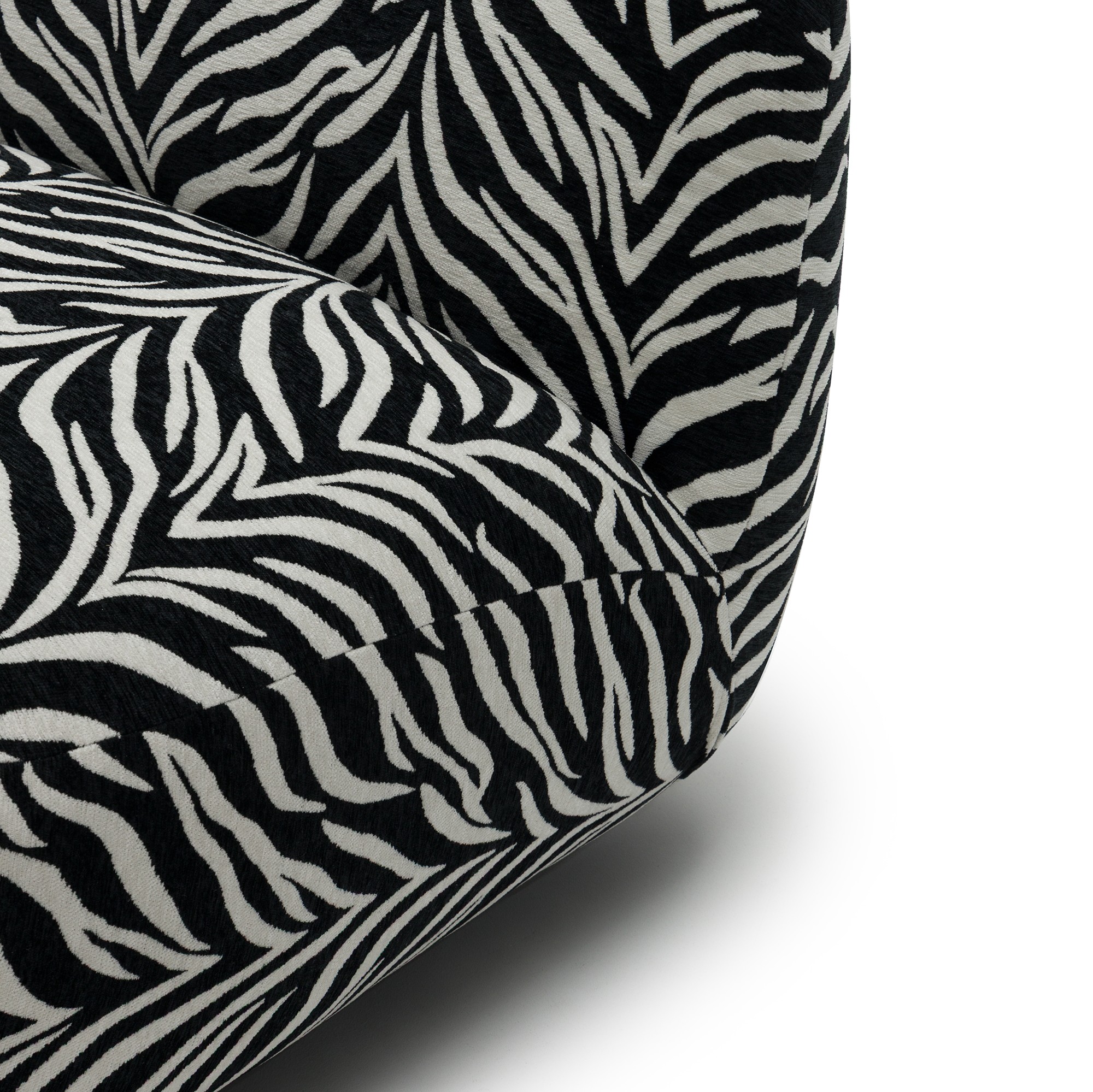 Fotel obrotowy Mikado czarno-biały żakard zebra, zaokrąglony