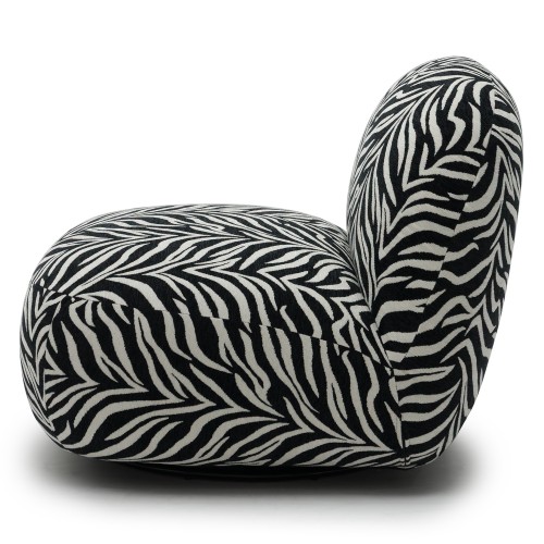 Fotel obrotowy Mikado czarno-biały żakard zebra, zaokrąglony