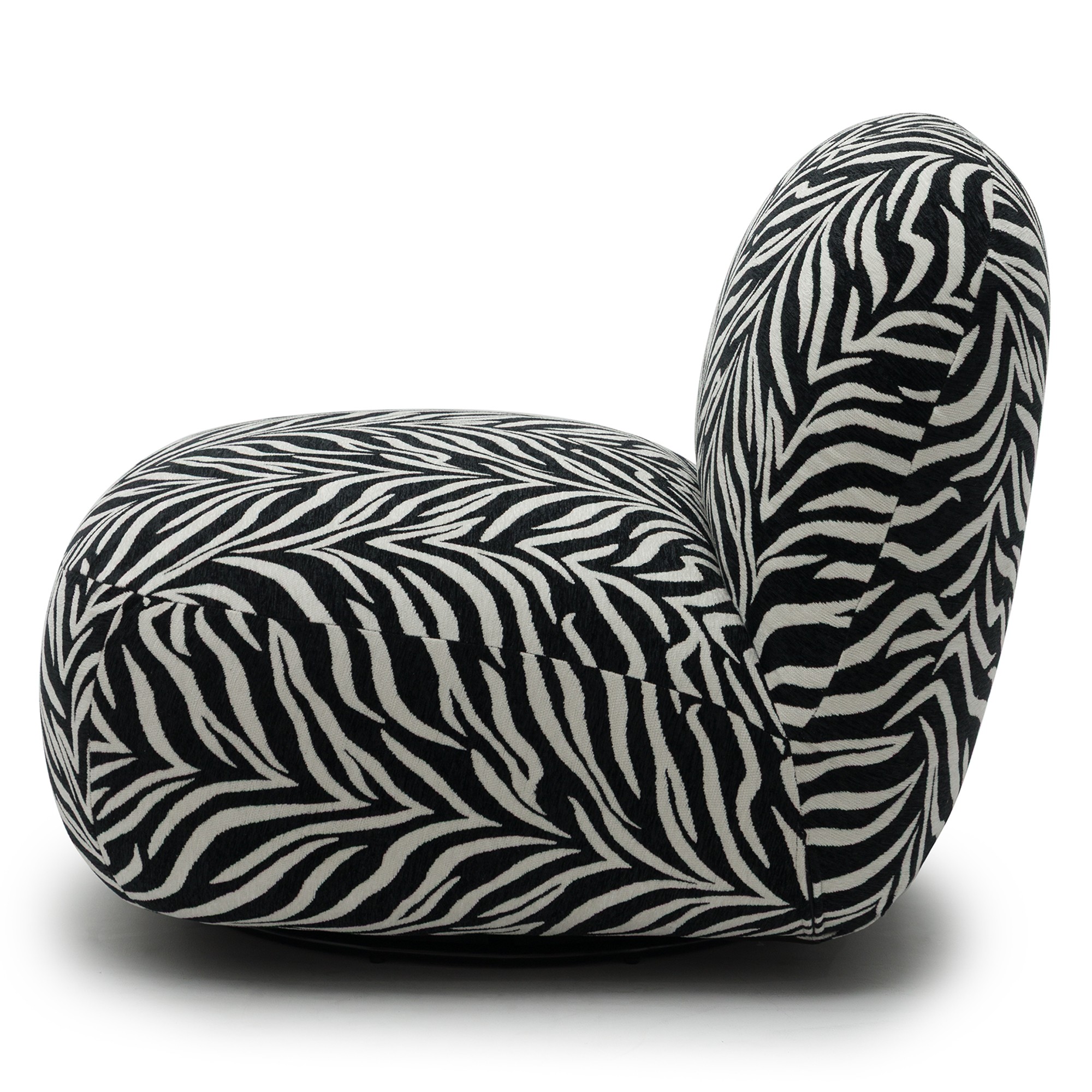 Fotel obrotowy Mikado czarno-biały żakard zebra, zaokrąglony