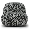 Fotel obrotowy Mikado czarno-biały żakard zebra, zaokrąglony