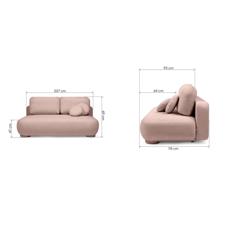 OU-3100 Sofa z funkcją spania i pojemnikiem Mikado, jasny beż boucle